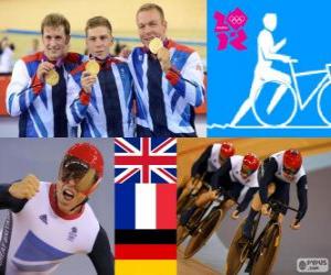 yapboz Podyum parça erkekler takım sprint, İngiltere, Fransa ve Almanya - Londra 2012 - Bisiklet